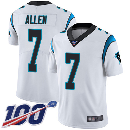 Carolina Panthers Limited White Youth Kyle Allen Road Jersey NFL Football 7 100th Season Vapor Untouchable